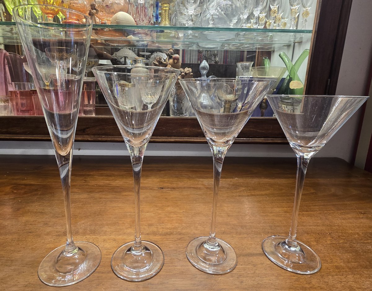 Service de verres en cristal – 38  pièces, ligne épurée, vers 1980-photo-3