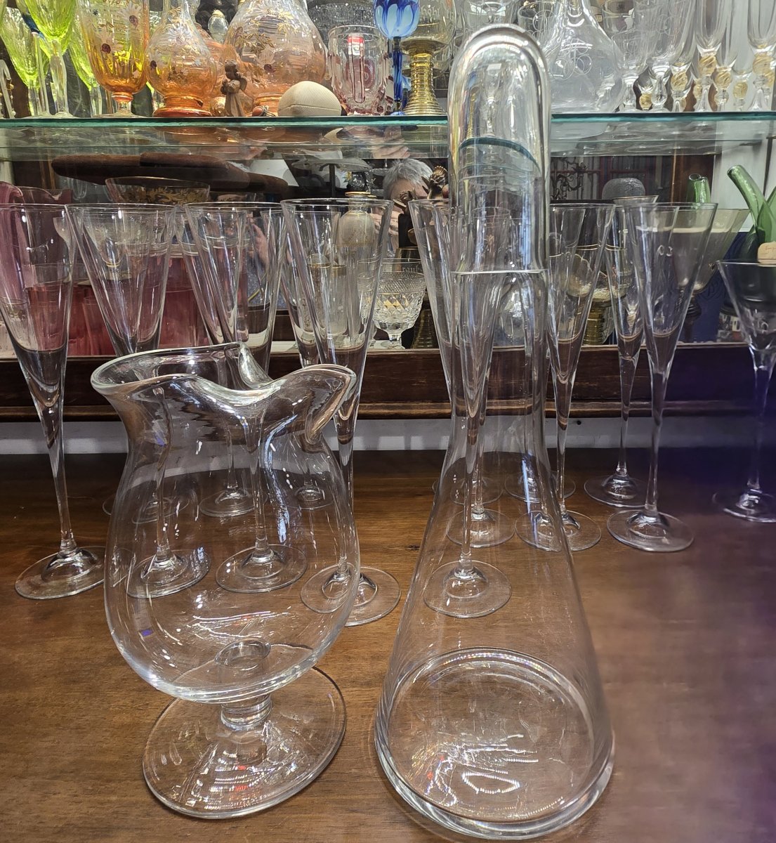 Service de verres en cristal – 38  pièces, ligne épurée, vers 1980-photo-4