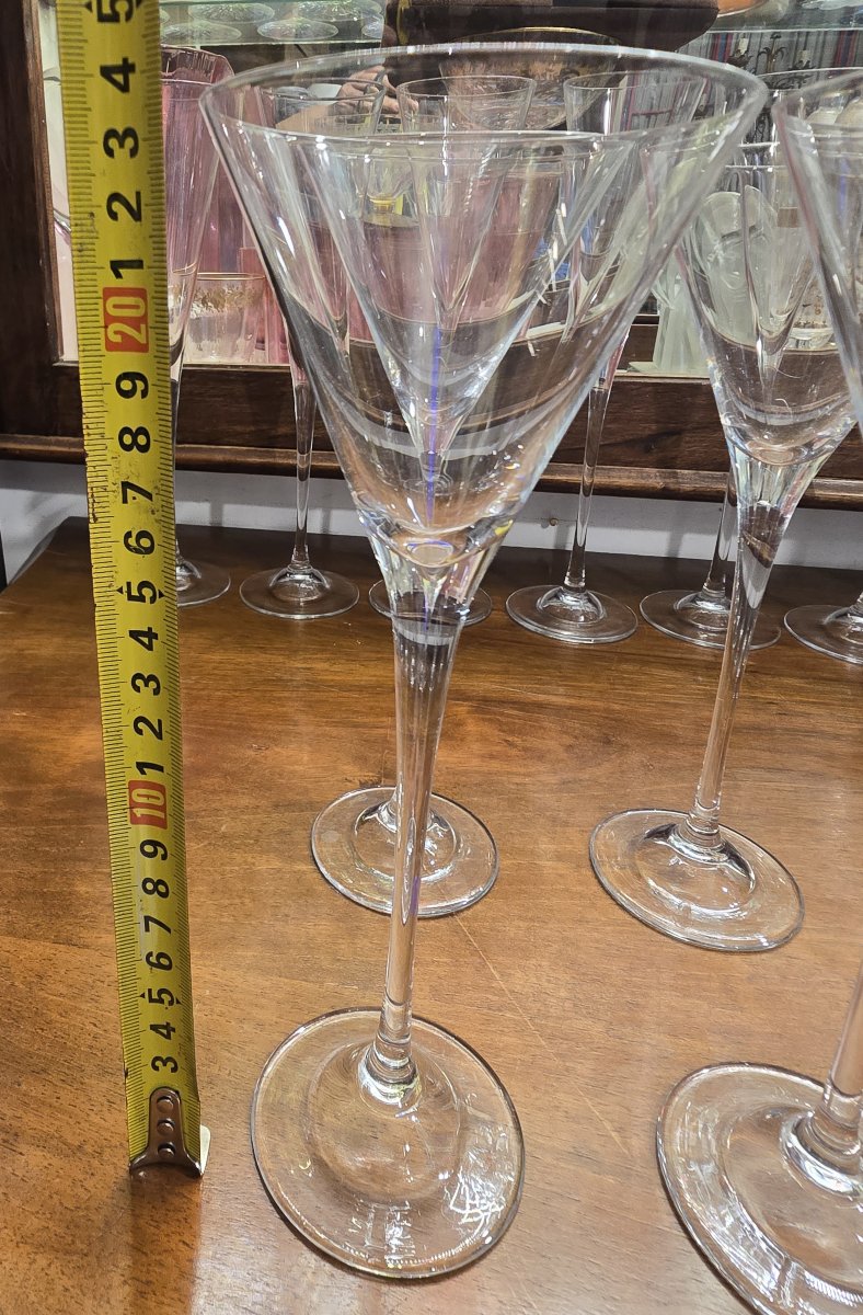 Service de verres en cristal – 38  pièces, ligne épurée, vers 1980-photo-3