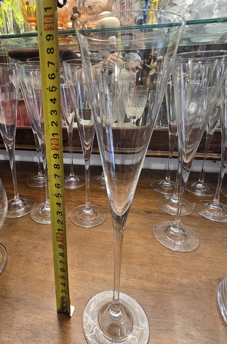Service de verres en cristal – 38  pièces, ligne épurée, vers 1980-photo-4