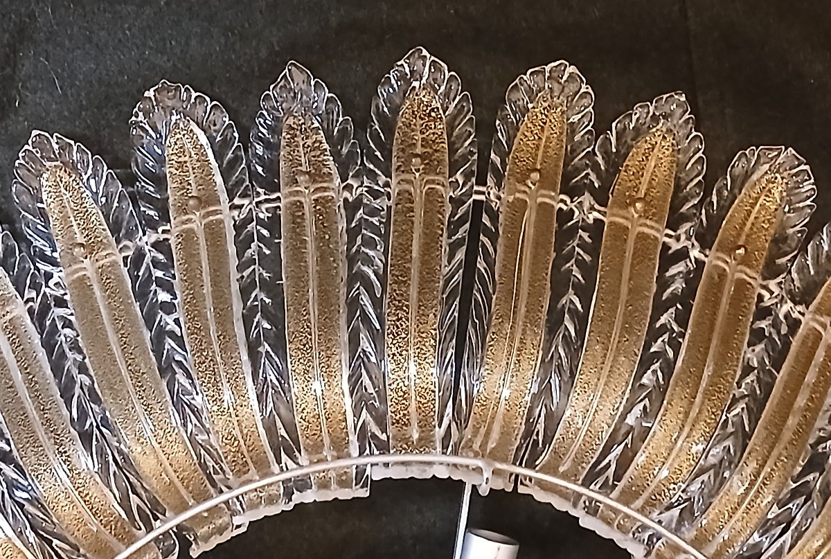 Ancien grand plafonnier verre soufflé Murano Barovier vers 1980-photo-4