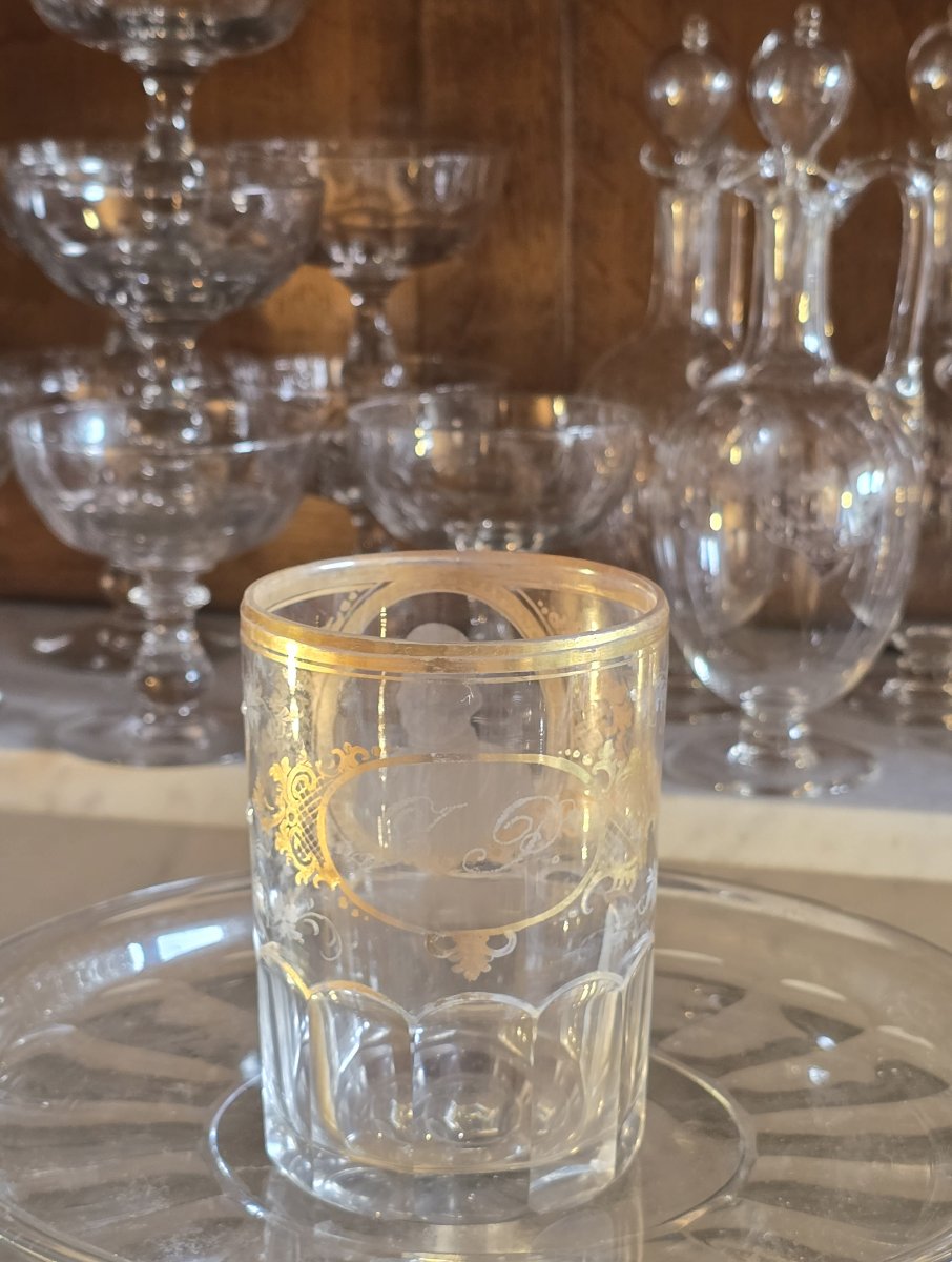 Ancien Verre en cristal de Bohême, avec portrait de Giuseppe Garibaldi gravé, vers 1880-photo-3
