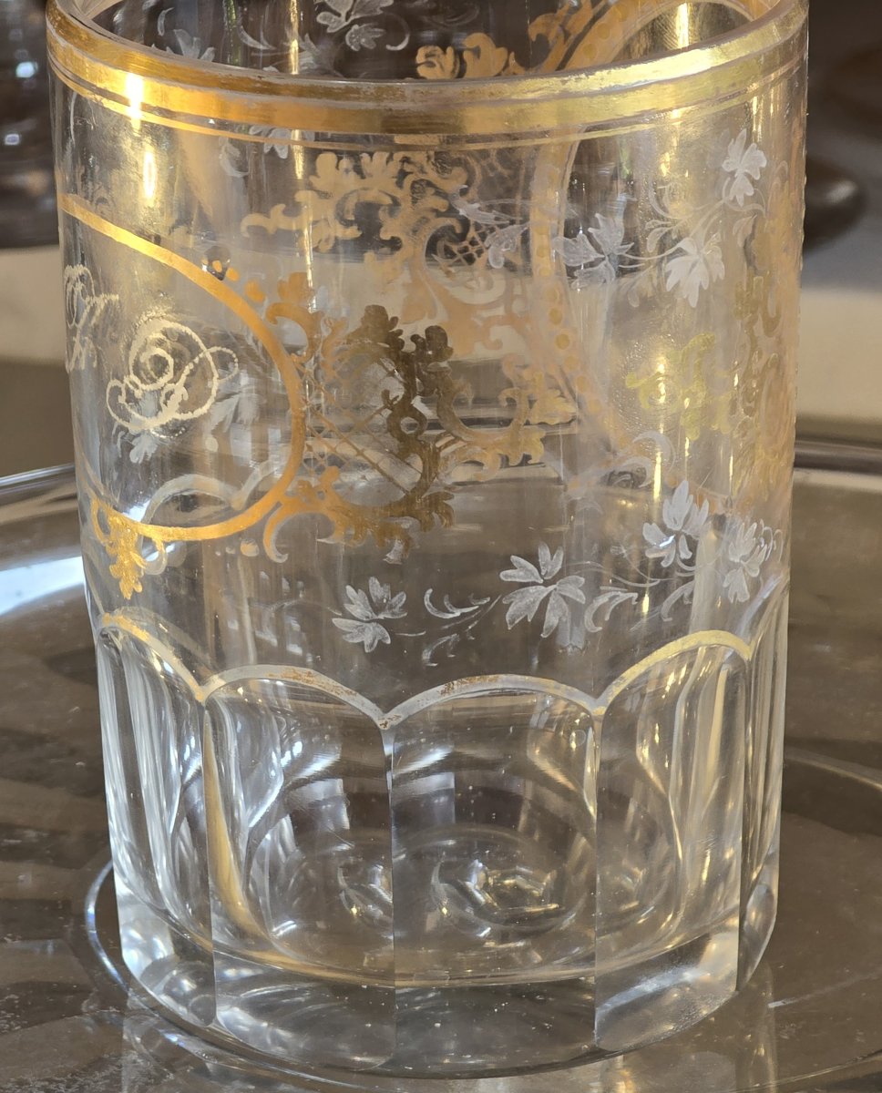 Ancien Verre en cristal de Bohême, avec portrait de Giuseppe Garibaldi gravé, vers 1880-photo-4