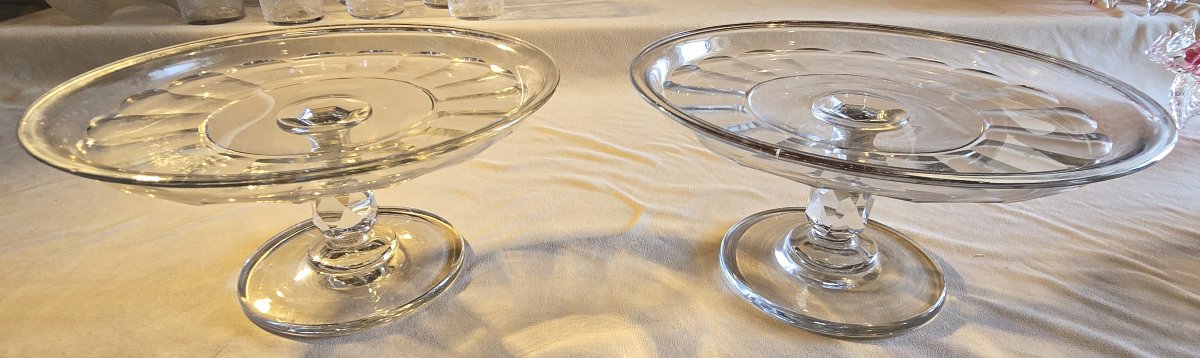 Paire d'anciens présentoirs sur pied en cristal taillé,  début du XXᵉ siècle-photo-3