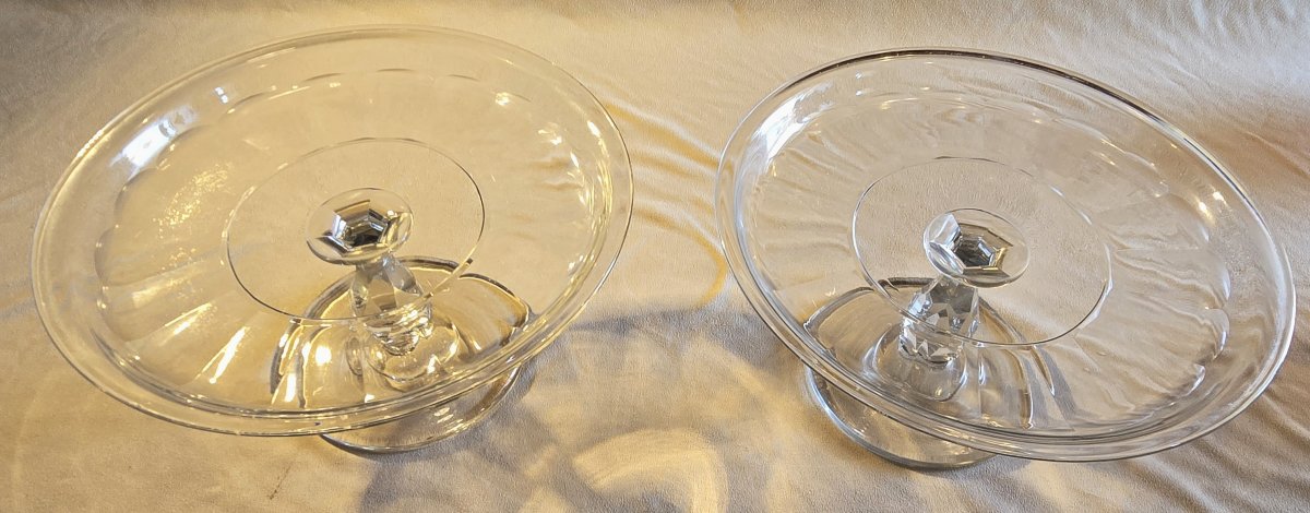 Paire d'anciens présentoirs sur pied en cristal taillé,  début du XXᵉ siècle-photo-4