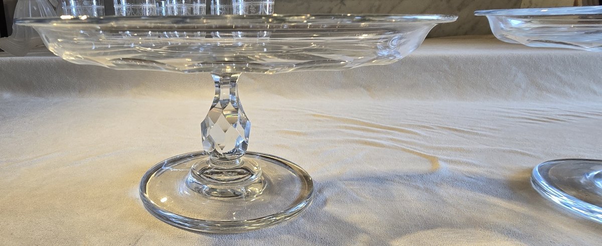 Paire d'anciens présentoirs sur pied en cristal taillé,  début du XXᵉ siècle-photo-1