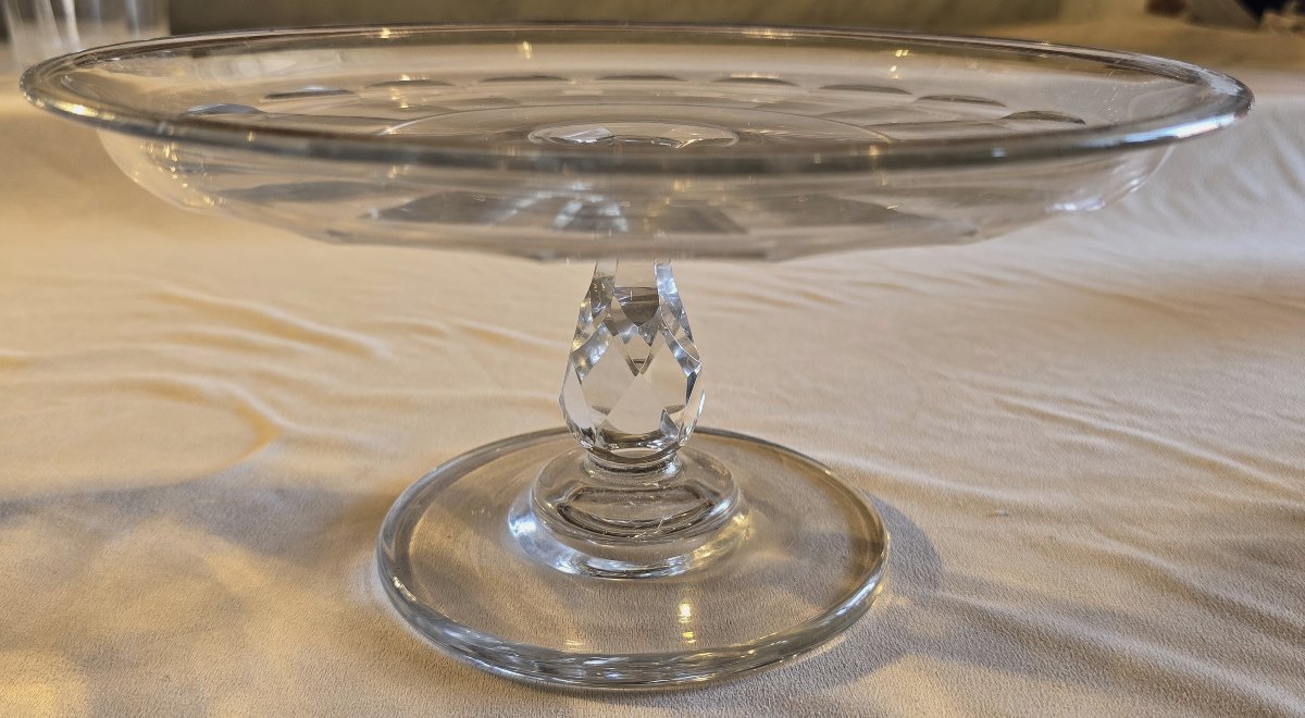 Paire d'anciens présentoirs sur pied en cristal taillé,  début du XXᵉ siècle-photo-2