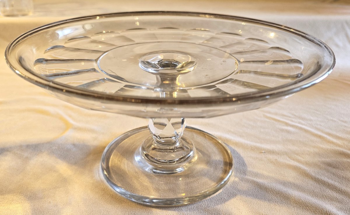 Paire d'anciens présentoirs sur pied en cristal taillé,  début du XXᵉ siècle-photo-3