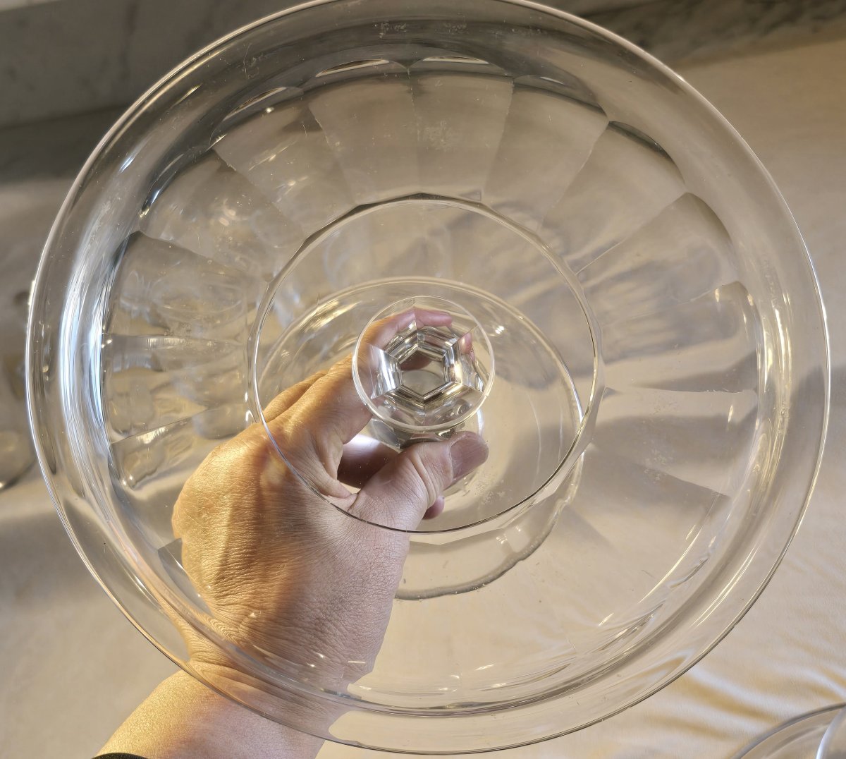 Paire d'anciens présentoirs sur pied en cristal taillé,  début du XXᵉ siècle-photo-4