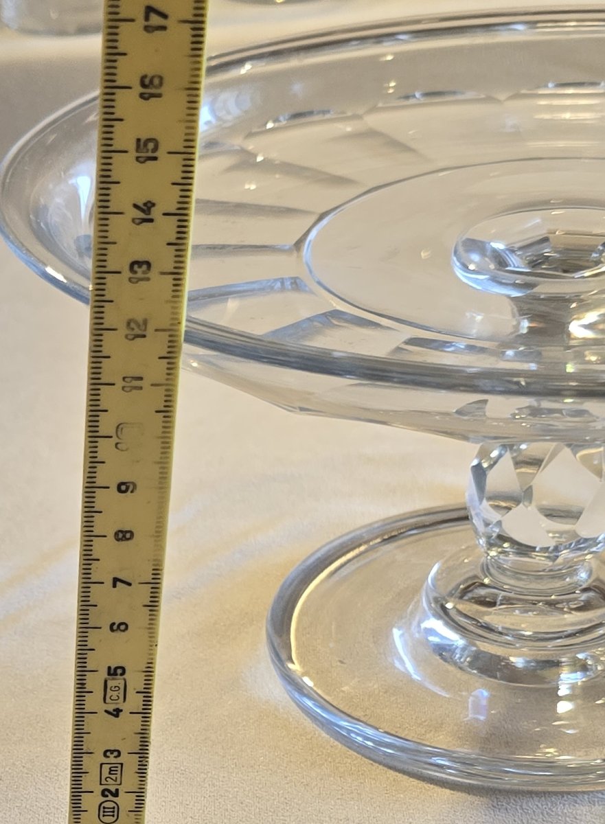 Paire d'anciens présentoirs sur pied en cristal taillé,  début du XXᵉ siècle-photo-6