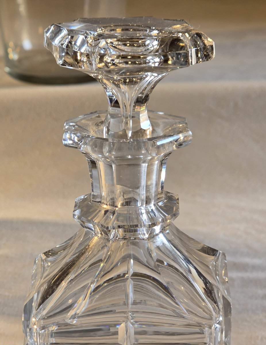 Ancienne carafe à liqueur en cristal taillé, Europe centrale  vers 1920-1940-photo-4