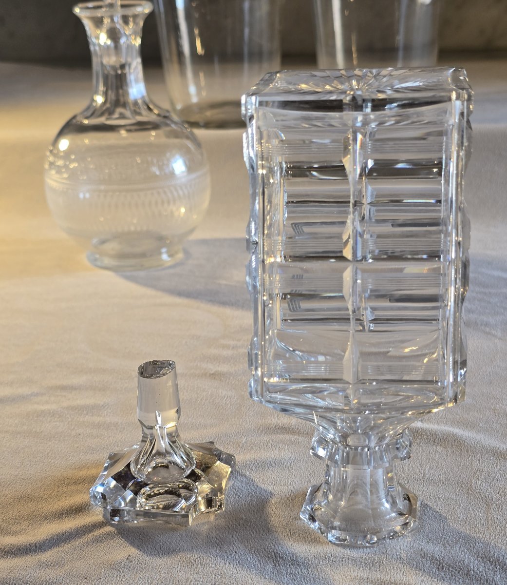 Ancienne carafe à liqueur en cristal taillé, Europe centrale  vers 1920-1940-photo-3