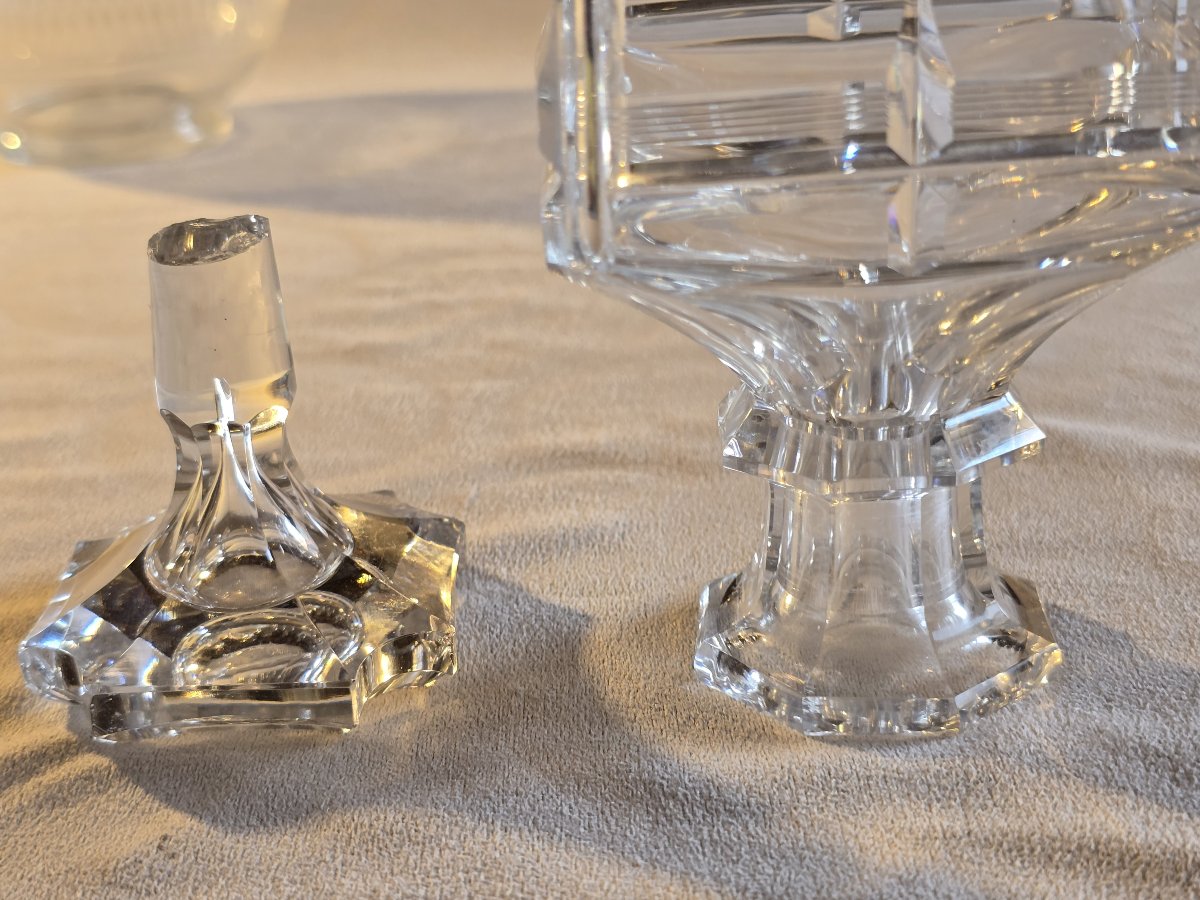 Ancienne carafe à liqueur en cristal taillé, Europe centrale  vers 1920-1940-photo-5