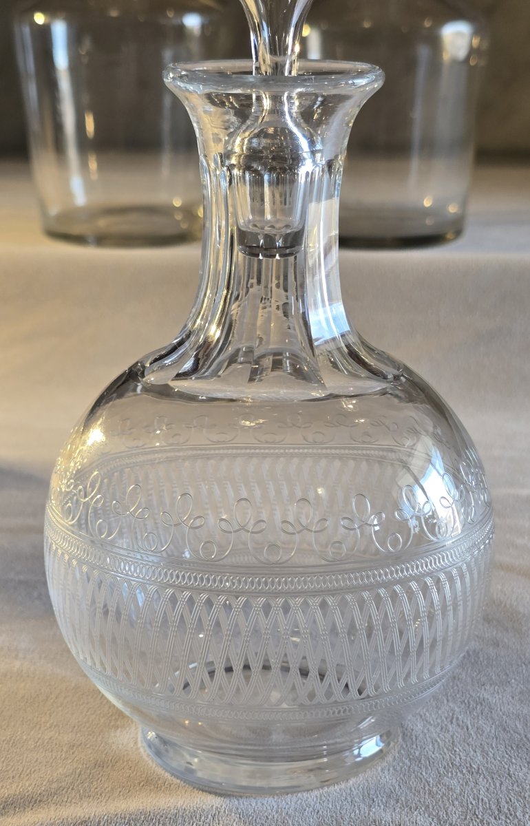 Ancienne carafe à liqueur en cristal gravé – vers 1920–1940-photo-4