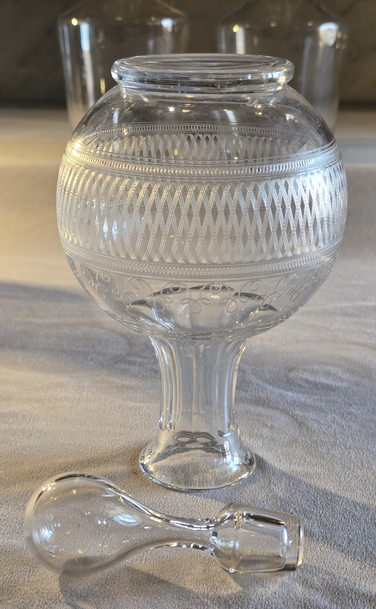 Ancienne carafe à liqueur en cristal gravé – vers 1920–1940-photo-2