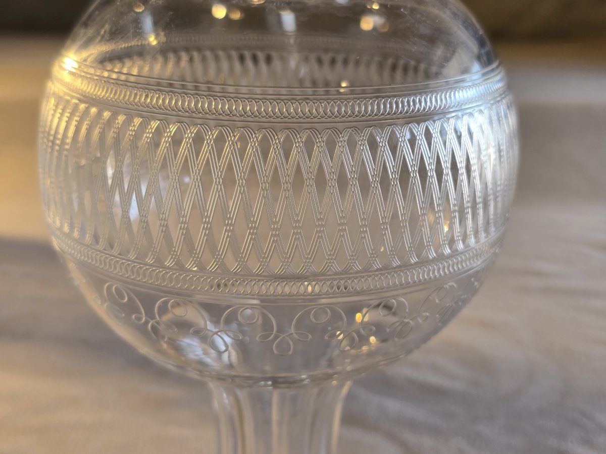 Ancienne carafe à liqueur en cristal gravé – vers 1920–1940-photo-3