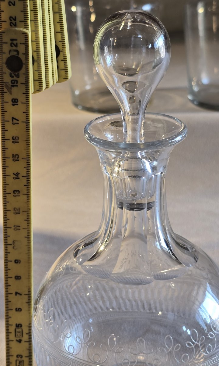 Ancienne carafe à liqueur en cristal gravé – vers 1920–1940-photo-6