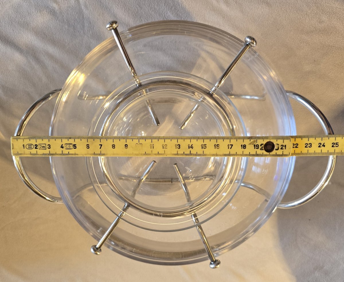 Silver-plated Metal Caviar Dish, Pm Italy, Circa 1980-photo-1