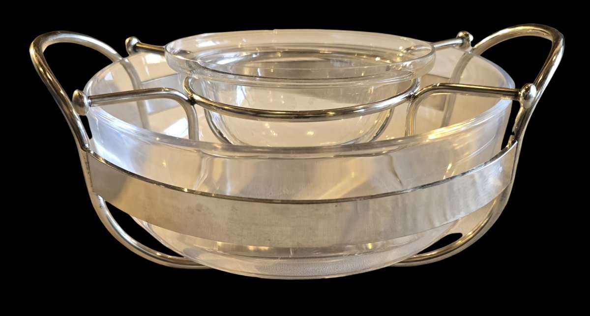 Silver-plated Metal Caviar Dish, Pm Italy, Circa 1980