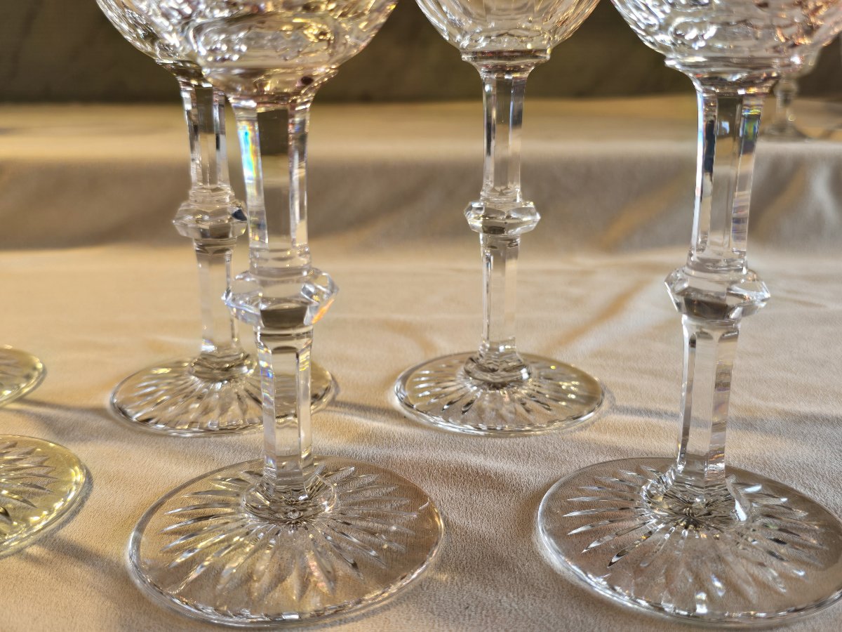 Set Of Six Saint Louis Crystal Roemer Glasses, Trianon Model-photo-4