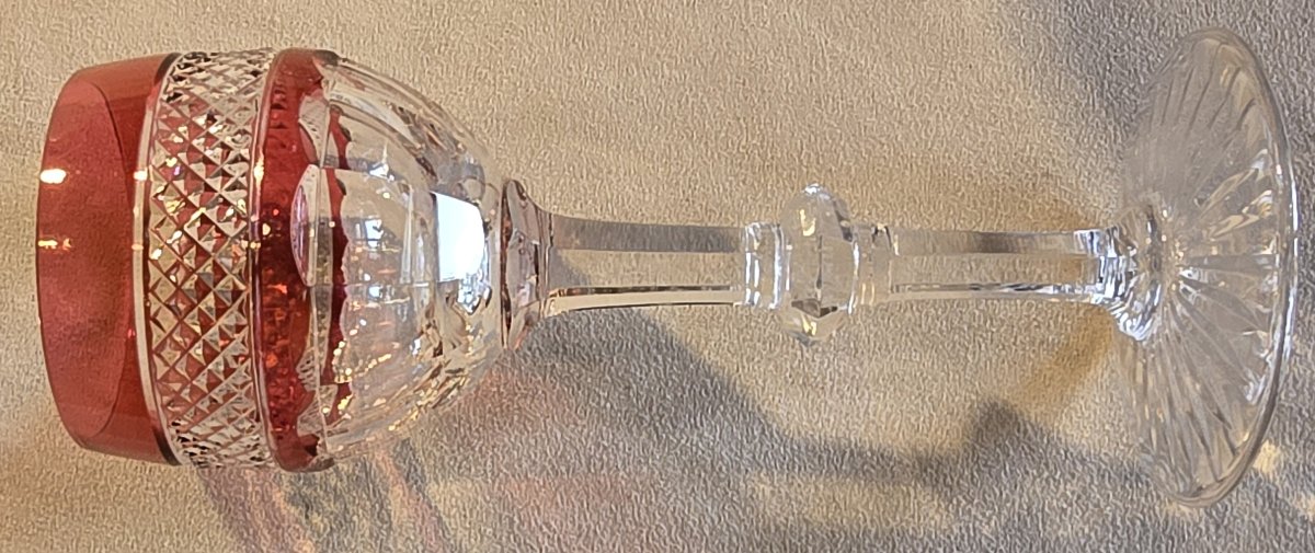 Set Of Six Saint Louis Crystal Roemer Glasses, Trianon Model-photo-6