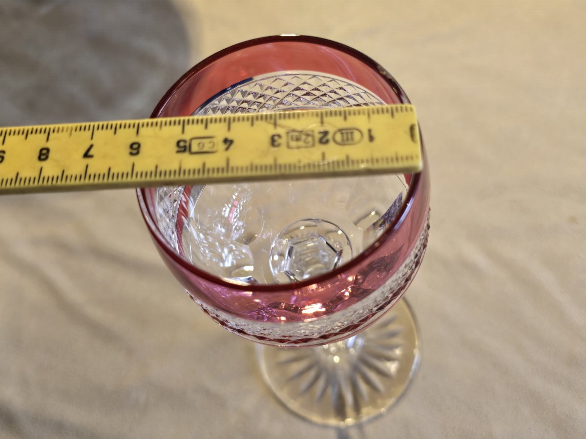 Set Of Six Saint Louis Crystal Roemer Glasses, Trianon Model-photo-7