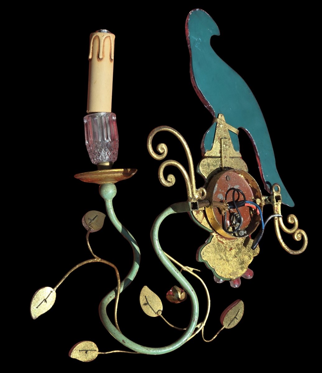 Wall-mounted Lamp With A Parrot, Banci, Florence, Circa 1960-photo-2