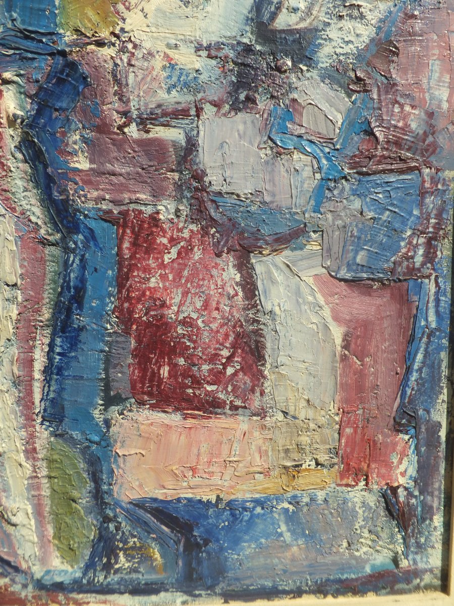 Tableau huile sur toile, bouquet de fleurs, Marcella Fratelli, 1962, encadré  cm 75 × 96,5 -photo-2