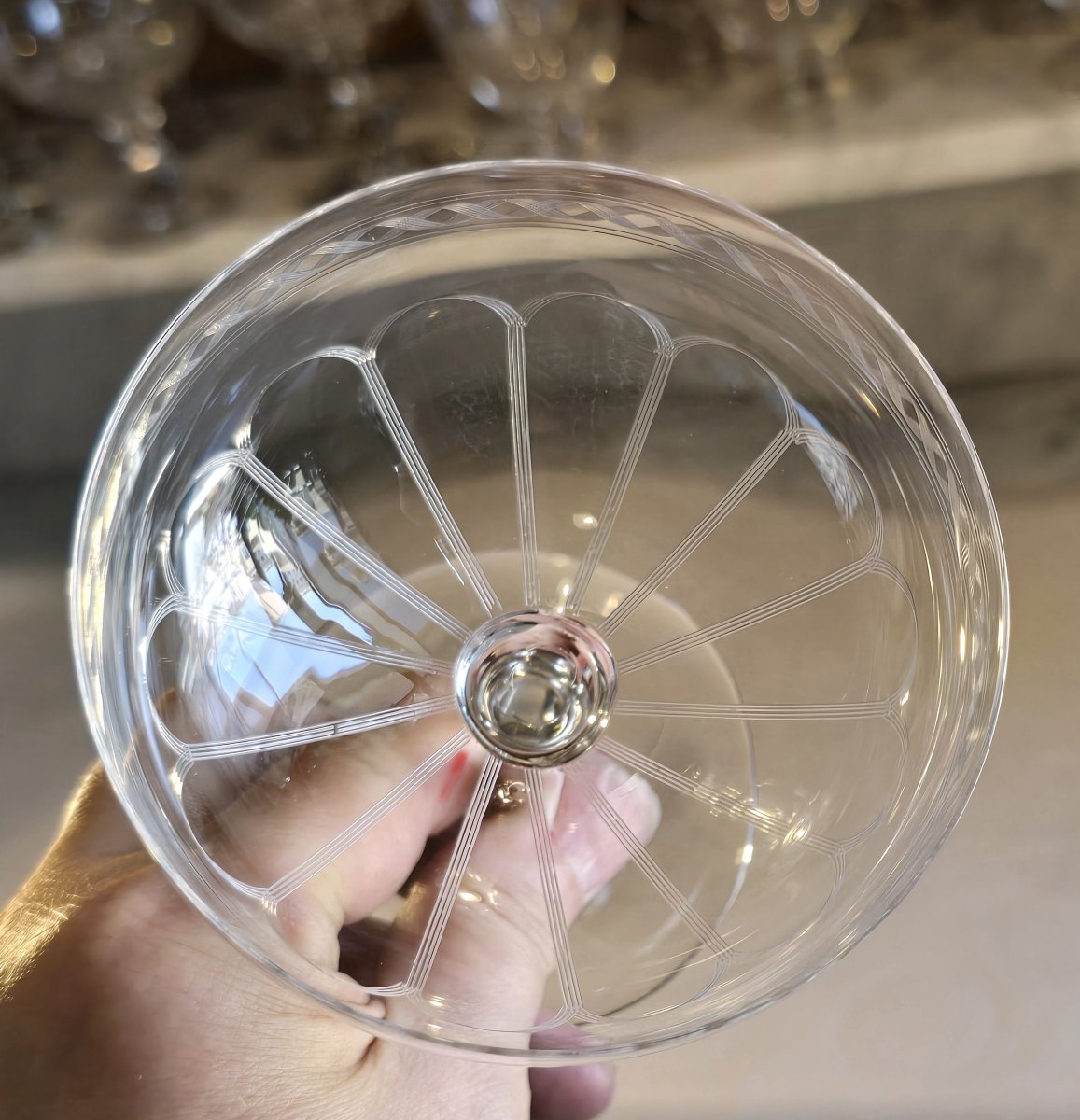  ensemble de six coupes à champagnes en cristal, vers 1910-1930-photo-2
