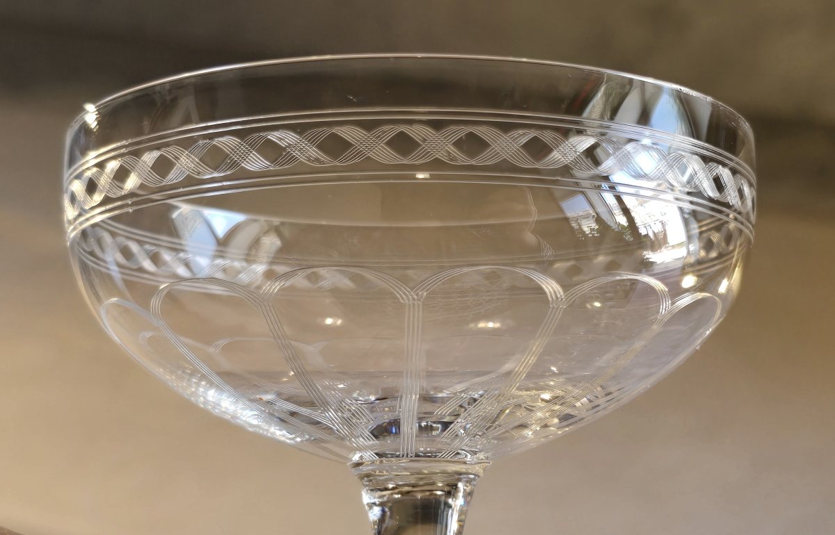  ensemble de six coupes à champagnes en cristal, vers 1910-1930-photo-4