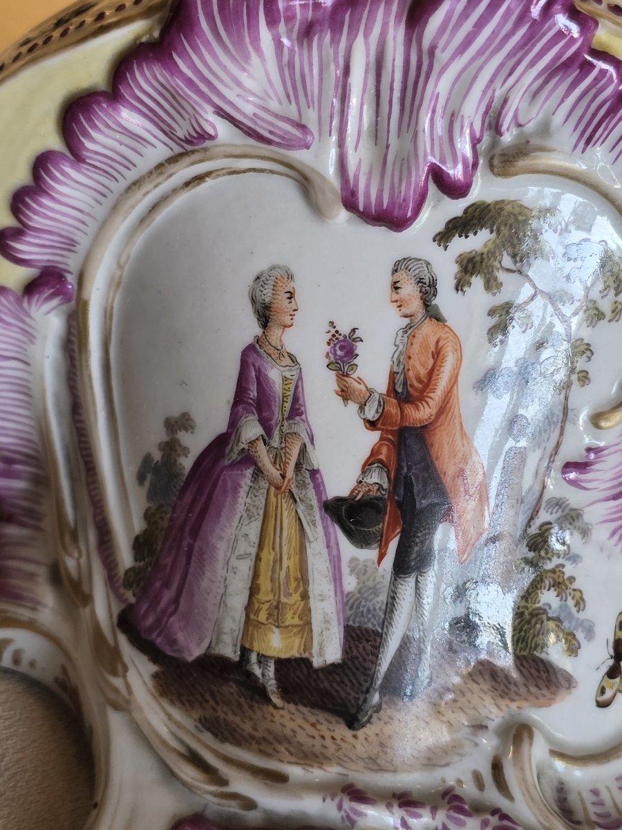 Pair Of Small Antique Wall Consoles In Porcelain-photo-4