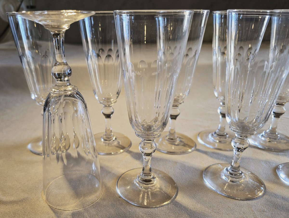 Set Of Twelve Antique Crystal Flutes—early 1900s-photo-4