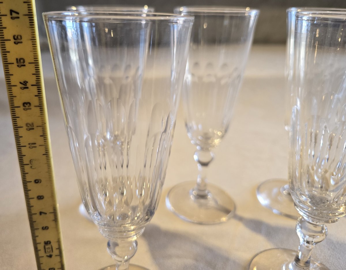 Set Of Twelve Antique Crystal Flutes—early 1900s-photo-5