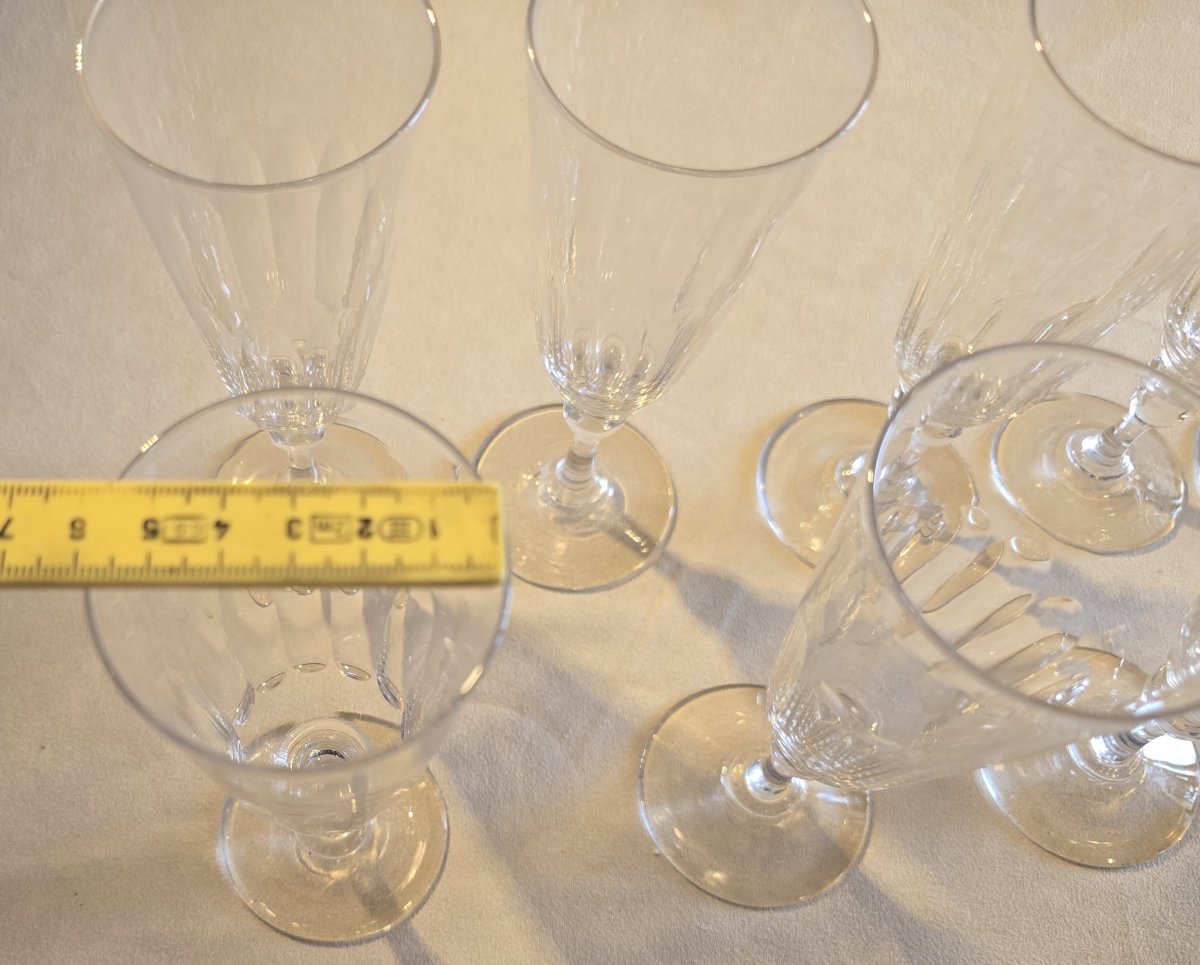 Set Of Twelve Antique Crystal Flutes—early 1900s-photo-6