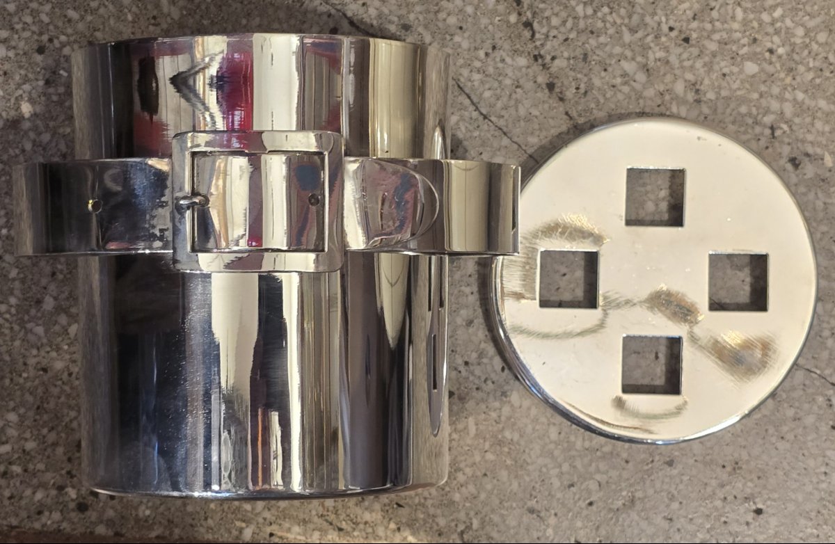 Silver-plated Metal Ice Bucket – Italy, 1970s, In The Style Of Maria Pergay-photo-3
