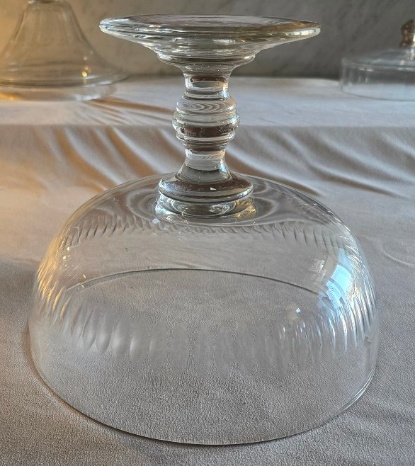 Grande coupe ur piedouche ancienne en cristal taille-photo-3