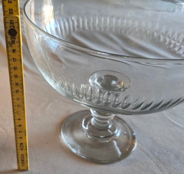 Grande coupe ur piedouche ancienne en cristal taille-photo-4