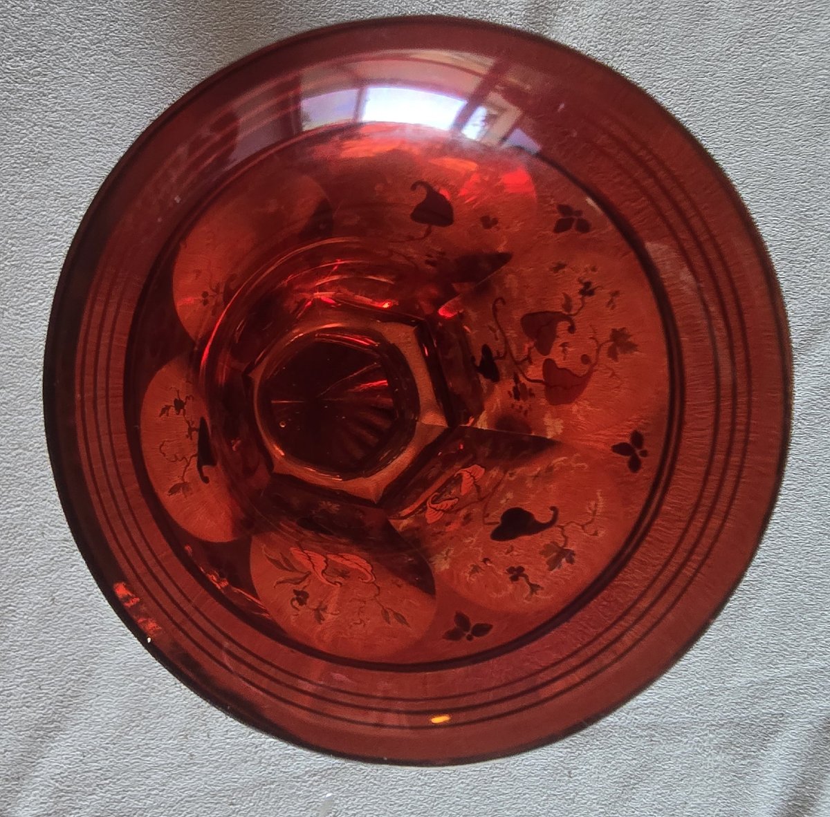 Antique Bohemian Crystal Glass In "colo Ubino" Style, Decorated With Enamel-photo-2