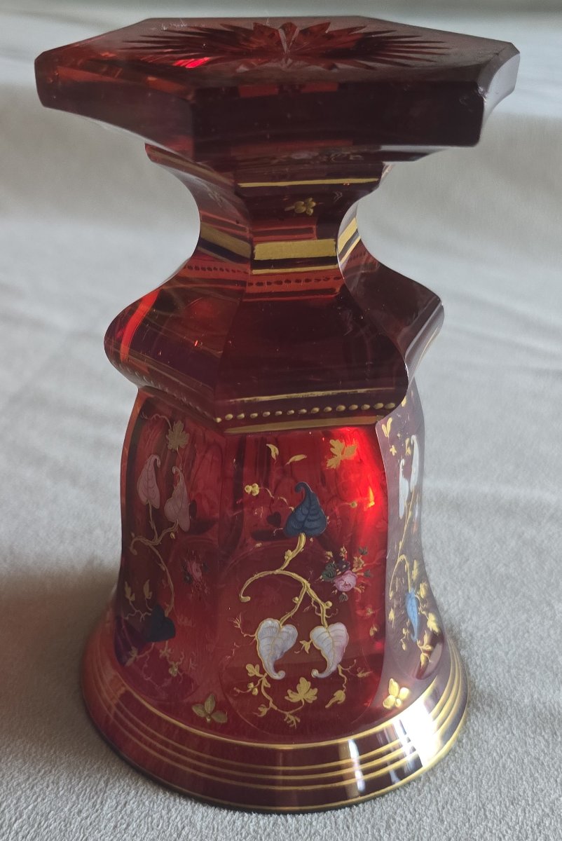 Antique Bohemian Crystal Glass In "colo Ubino" Style, Decorated With Enamel-photo-3