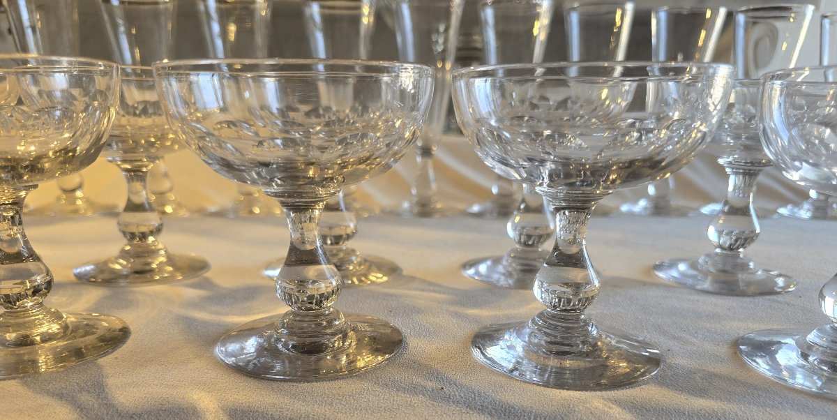 Set Of 12 Cut Crystal Champagne Glasses, Early 20th Century-photo-2