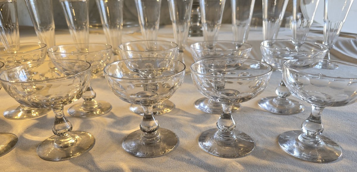 Set Of 12 Cut Crystal Champagne Glasses, Early 20th Century-photo-3