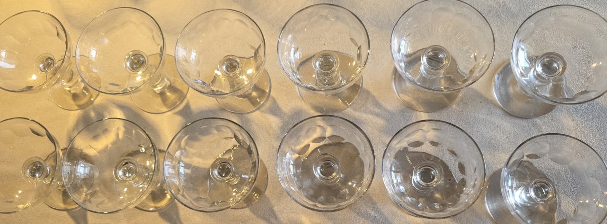 Set Of 12 Cut Crystal Champagne Glasses, Early 20th Century-photo-4