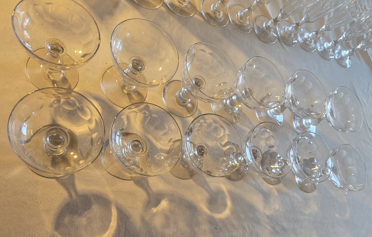 Set Of 12 Cut Crystal Champagne Glasses, Early 20th Century-photo-1