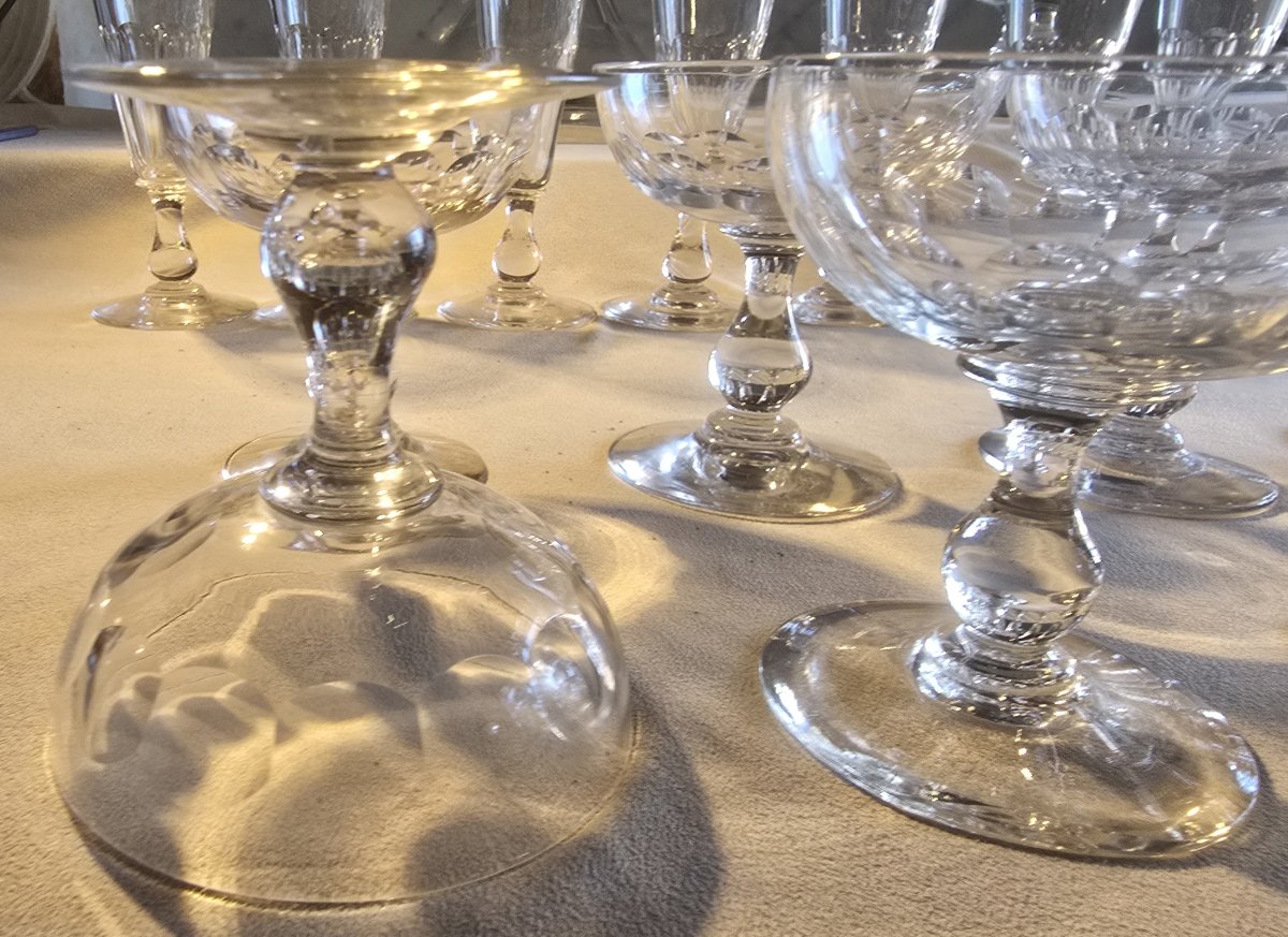 Set Of 12 Cut Crystal Champagne Glasses, Early 20th Century-photo-3