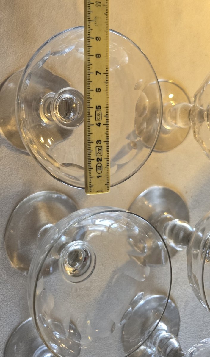 Set Of 12 Cut Crystal Champagne Glasses, Early 20th Century-photo-6
