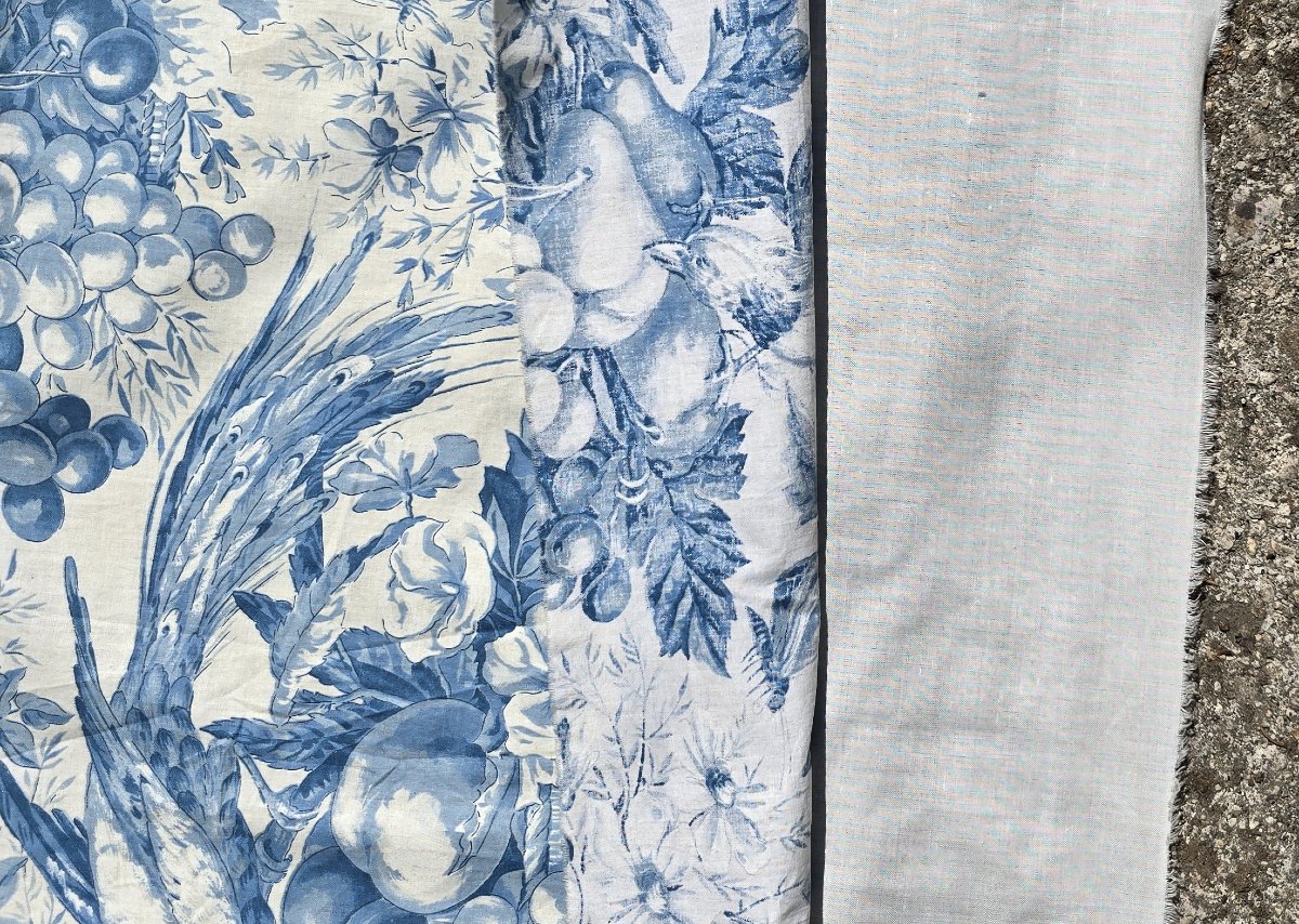 Grande tenture et long metrage toile de jouy IFTA modele Cluny, circa 1980-photo-3