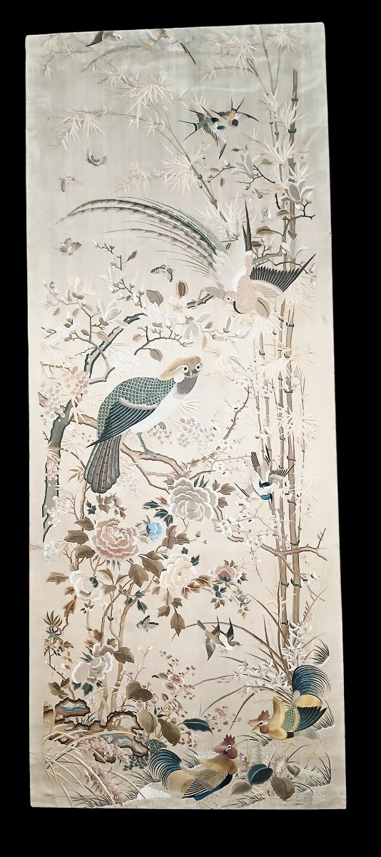 Importante broderie chinoise ancienne, 130x320 cm, vers 1900–1930