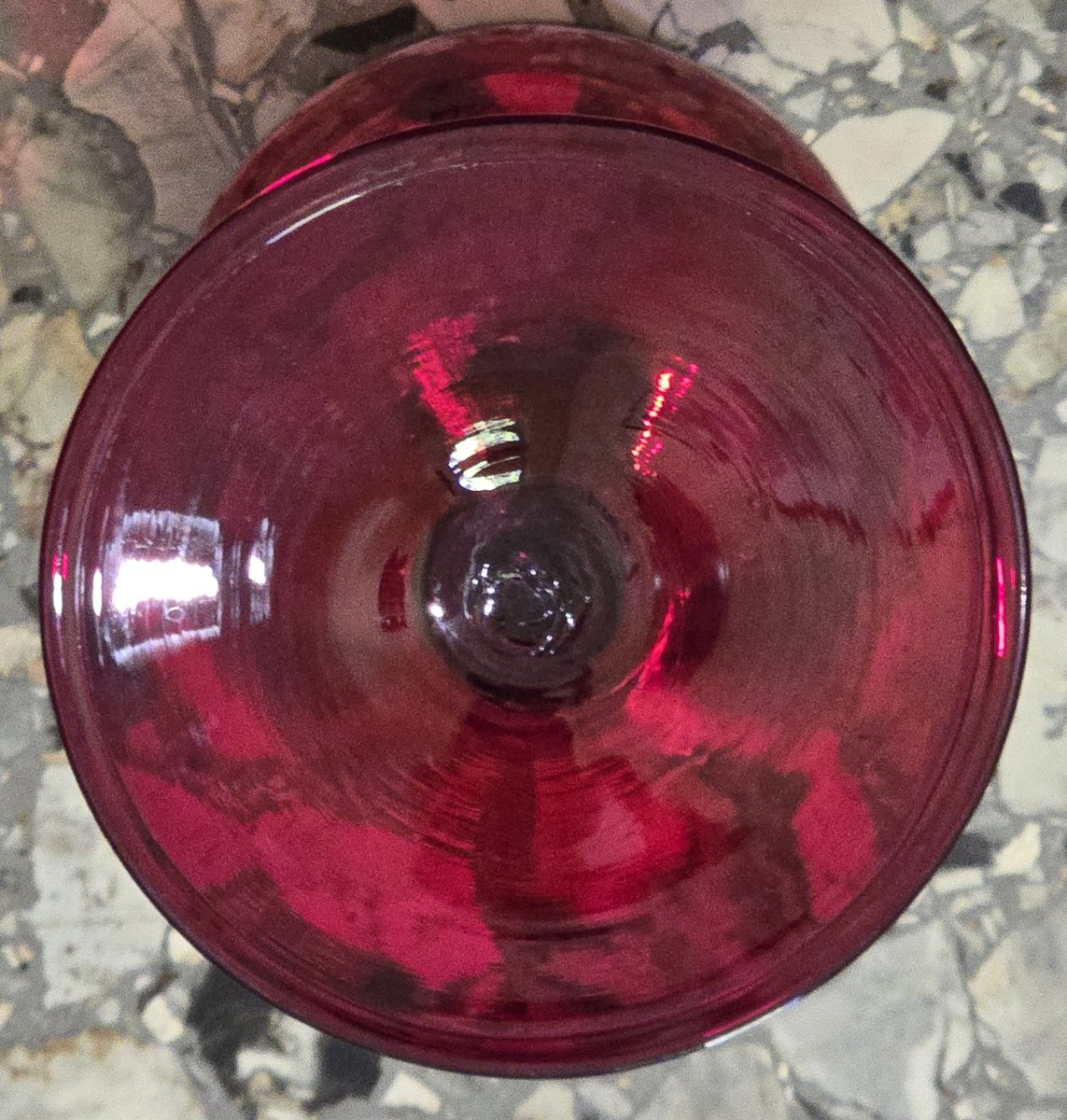 Large Antique Goblet Made Of Ruby-red Blown Glass, Murano, Circa 1940-photo-3