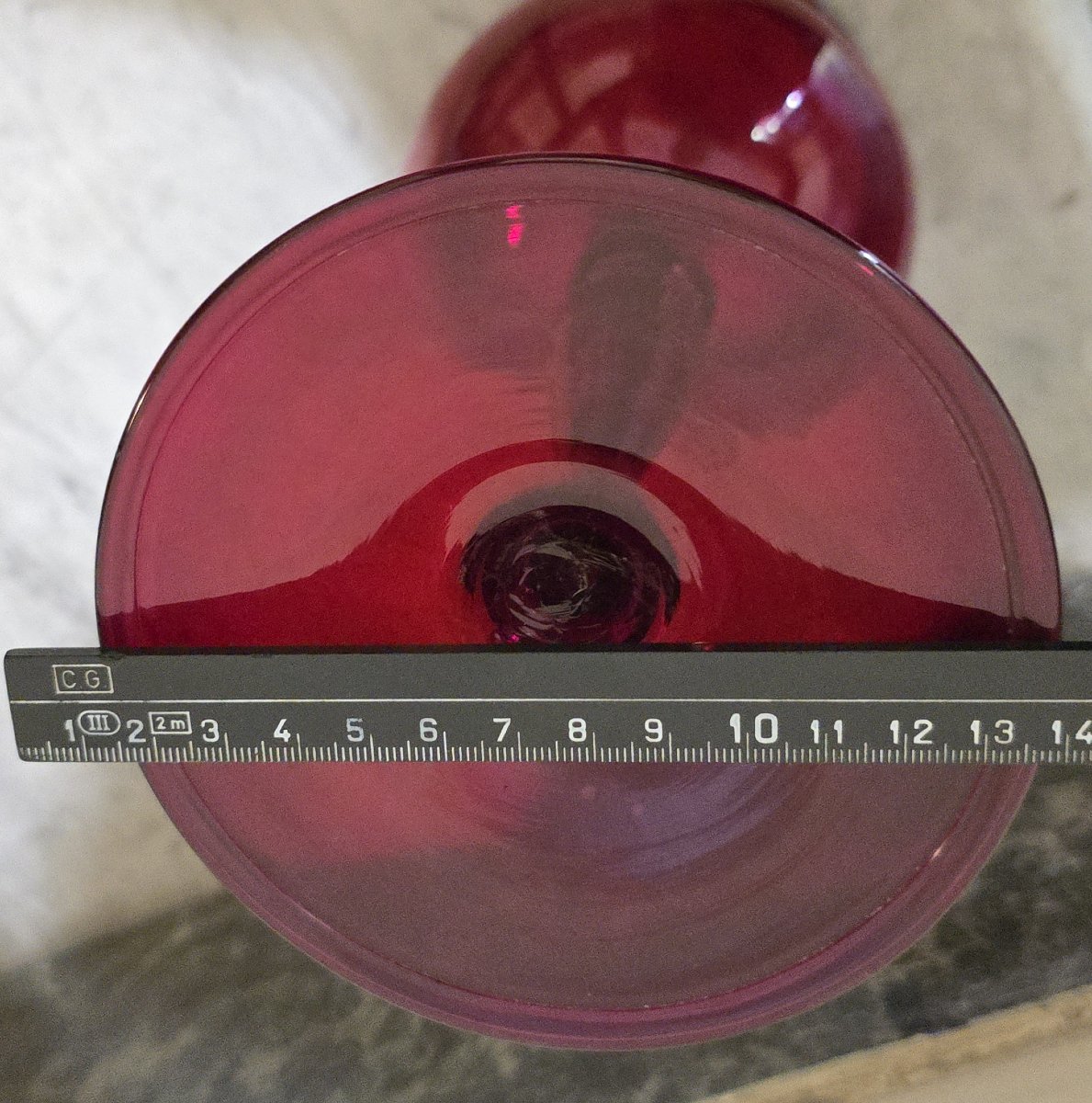 Large Antique Goblet Made Of Ruby-red Blown Glass, Murano, Circa 1940-photo-4