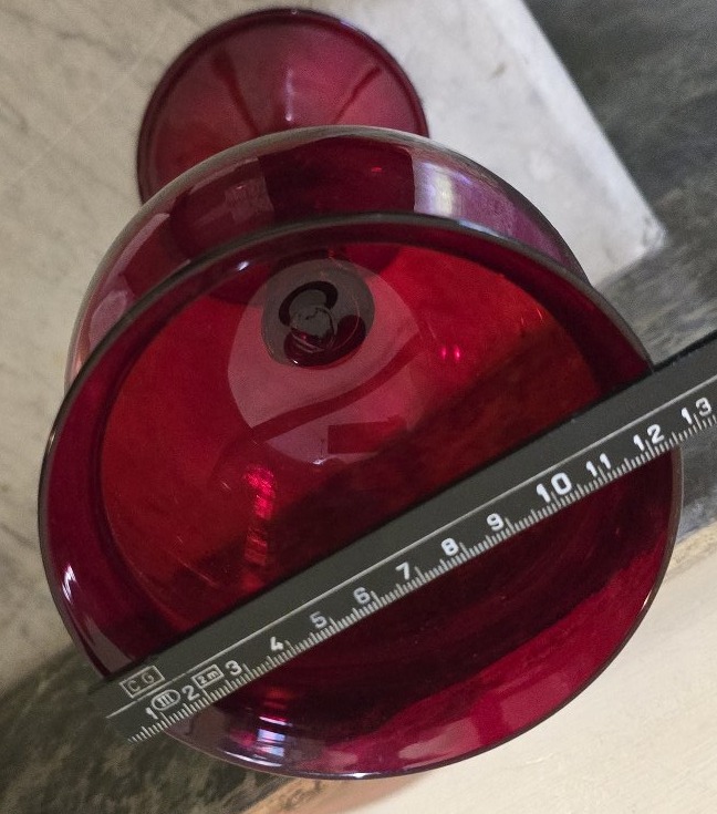 Large Antique Goblet Made Of Ruby-red Blown Glass, Murano, Circa 1940-photo-5